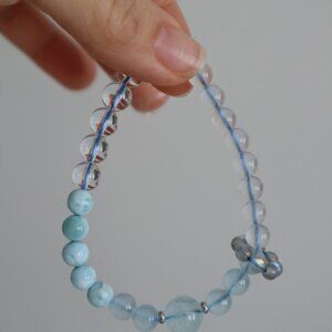 Handmade | Aquamarine+Moonstone+Clear Quartz Bracelet